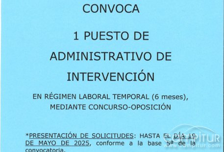 Convocatoria de empleo en Azuaga: plaza de Administrativo de Intervención