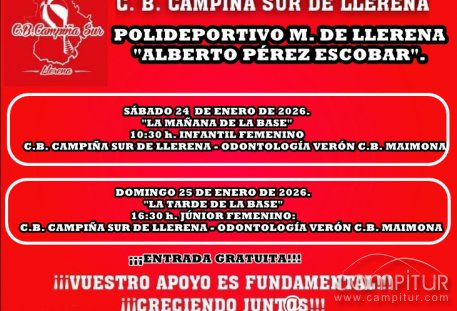 C. B. Campiña Sur de Llerena: convivencia minibasket benjamín, jornada JUDEX-FEXB y Trofeo Diputación de Badajoz sénior 2025/26
