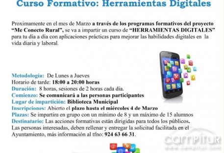 Peraleda del Zaucejo abre inscripciones para un curso de “Herramientas Digitales” del programa Me Conecto Rural